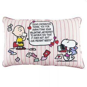 NWT ~ Peanuts Valentine's Snoopy & Charlie Brown Comic Decorative Throw Pillow